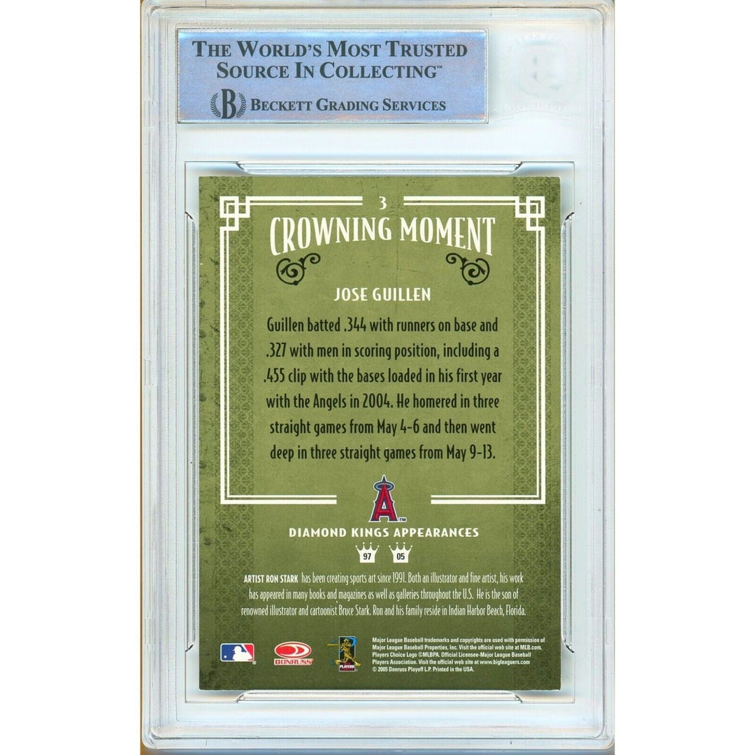 Jose Guillen LA Angels Signed 2005 Diamond Kings Baseball Card Beckett Auth Auto Slab