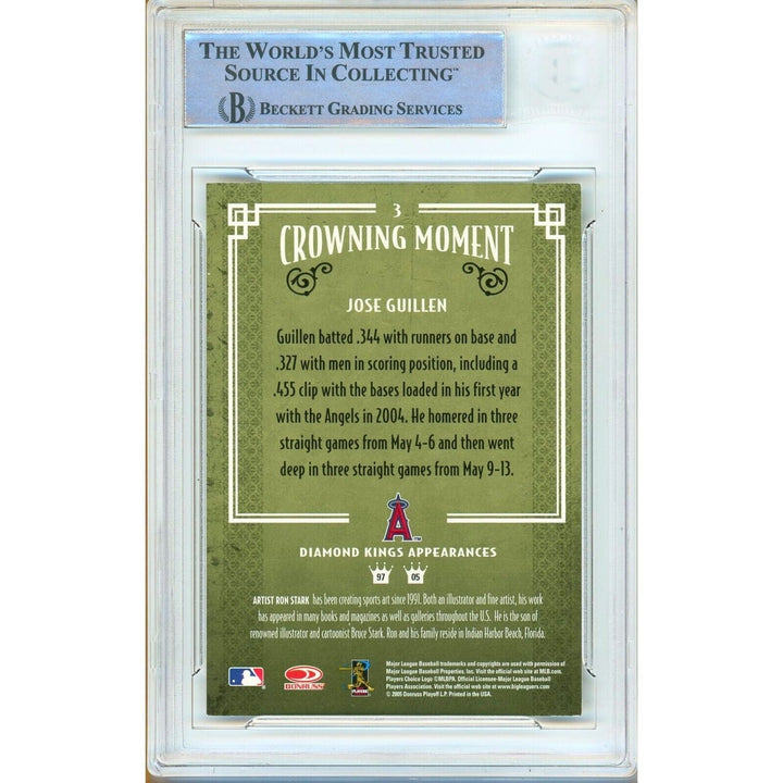 Jose Guillen LA Angels Signed 2005 Diamond Kings Baseball Card Beckett Auth Auto Slab