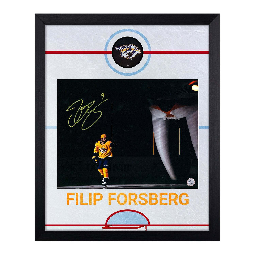 Filip Forsberg Signed Nashville Predators Graphic Rink 19x23 Frame Image 1