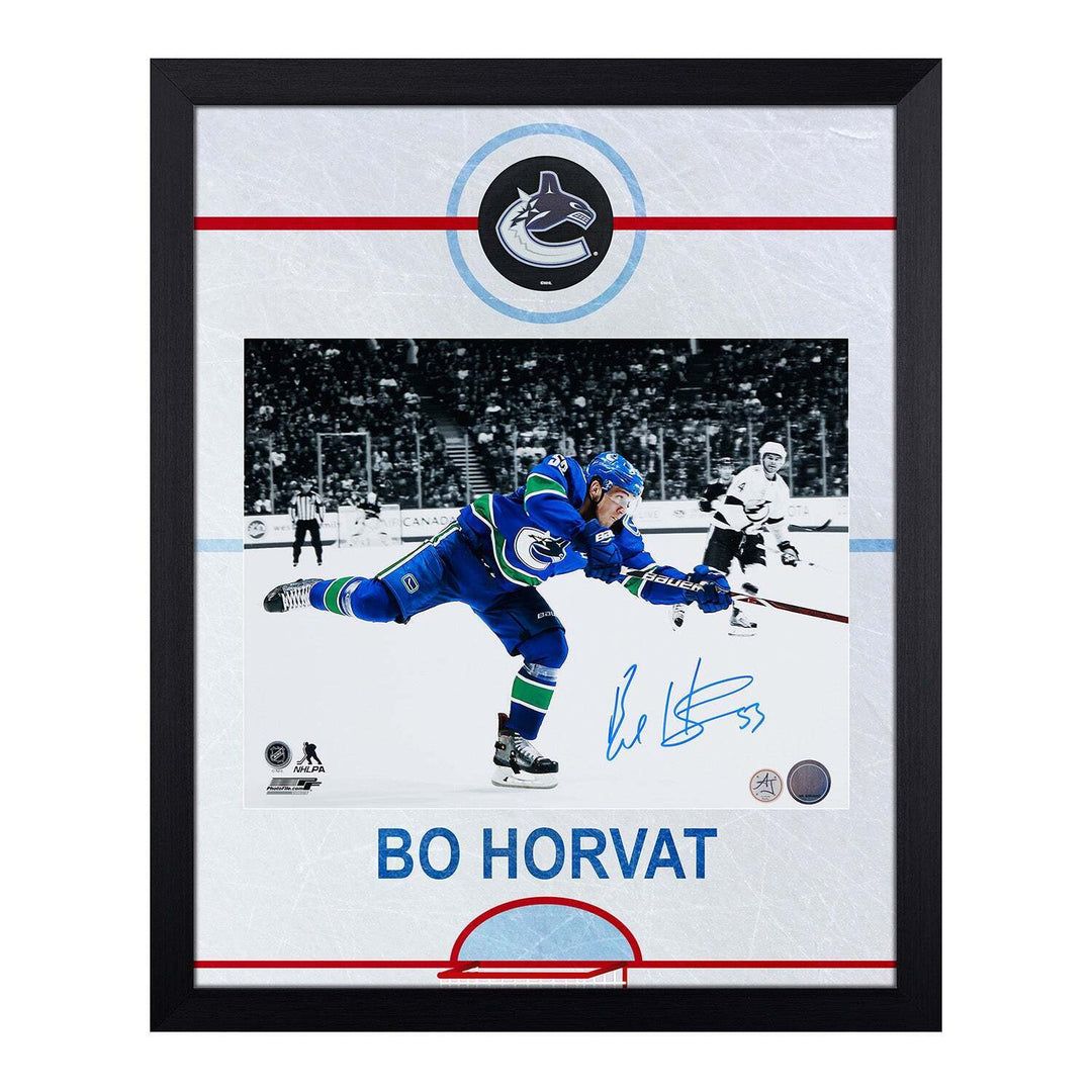 Bo Horvat Signed Vancouver Canucks Rink Graphic 19x23 Frame Image 1
