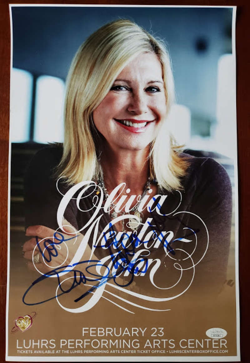 Olivia Newton John Jsa Cert Hand Signed 11x17 Concert Poster Photo Autograph Image 1