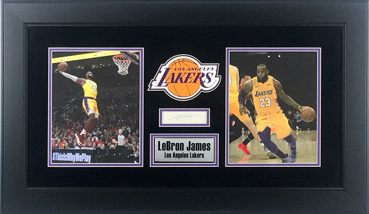 LeBron James Autographed Los Angeles Lakers Cut Signature Framed Upper Deck Image 1