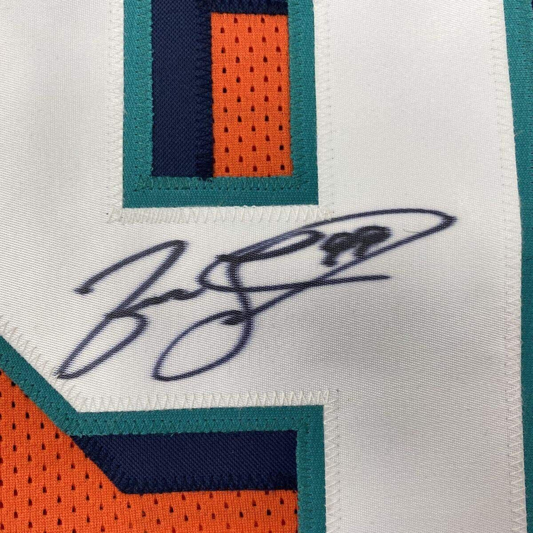 Autographed/Signed JASON TAYLOR Miami Orange Football Jersey JSA COA Auto Image 3