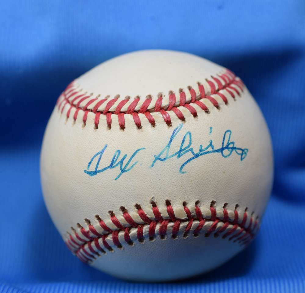 Tex Shirley Jsa Autograph National League Onl Hand Signed Baseball Image 1