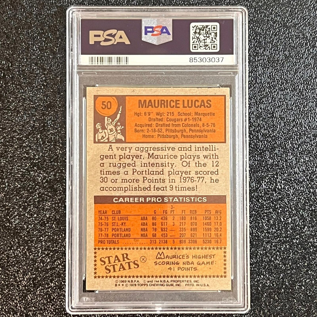 1978 Topps #50 Maurice Lucas Signed Card AUTO 10 PSA Slabbed Blazers Image 2