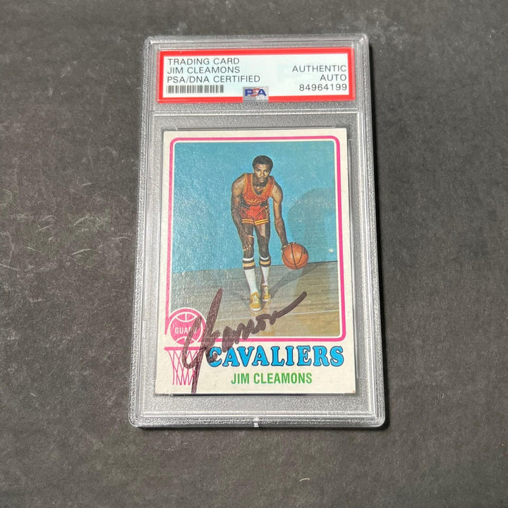 1973-74 TOPPS #29 JIM CLEAMONS Signed Card AUTO PSA Slabbed Cavaliers Image 1