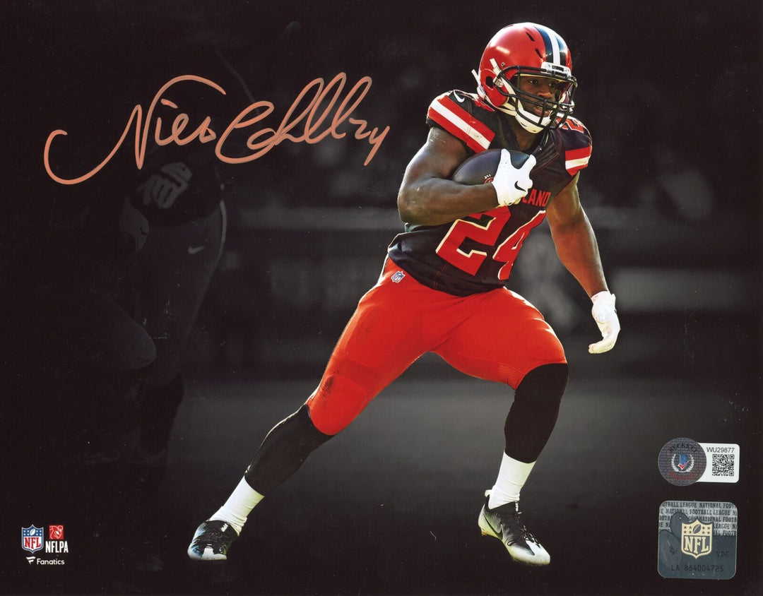 Nick Chubb Autographed/Signed Cleveland Browns 8x10 Photo Beckett 40478 Image 1