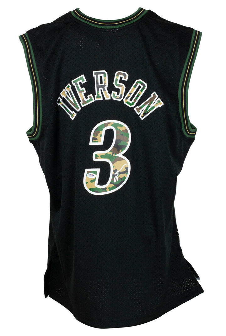 Allen Iverson Signed Philadelphia 76ers Black Camo M&N Basketball Jersey PSA/DNA Image 1