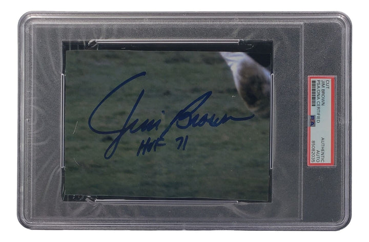 Jim Brown Signed Slabbed Cleveland Browns HOF 71 Cut Signature PSA/DNA 85082035 Image 1