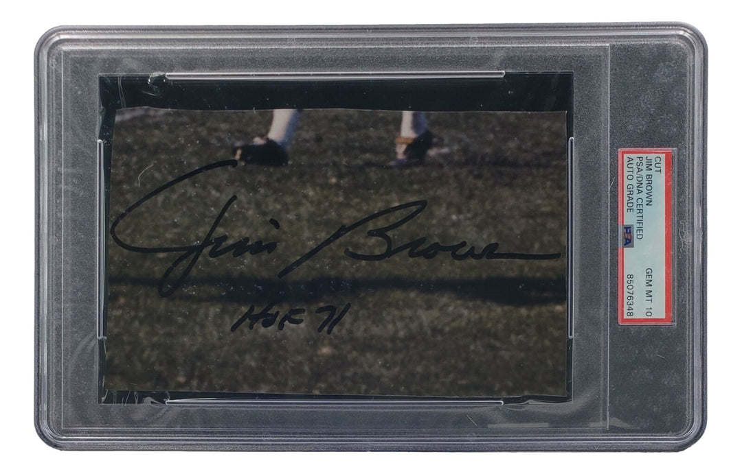 Jim Brown Signed Slabbed Cleveland Browns HOF 71 Cut Signature PSA/DNA Gem MT 10 Image 1