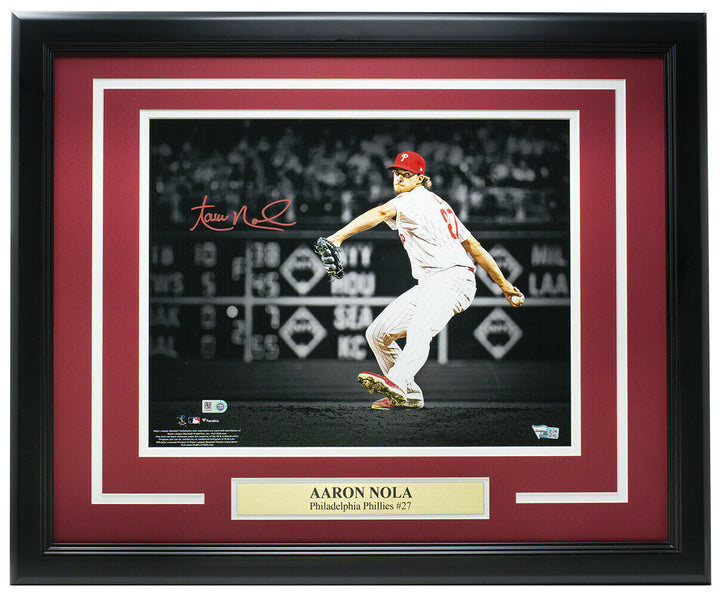 Aaron Nola Phillies Signed Framed 11x14 Spotlight Photo Fanatics Image 1