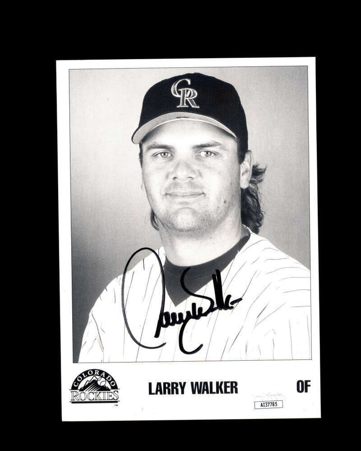 Larry Walker JSA Coa Signed  5x7 Team Issued Photo Autograph Rockies Image 1