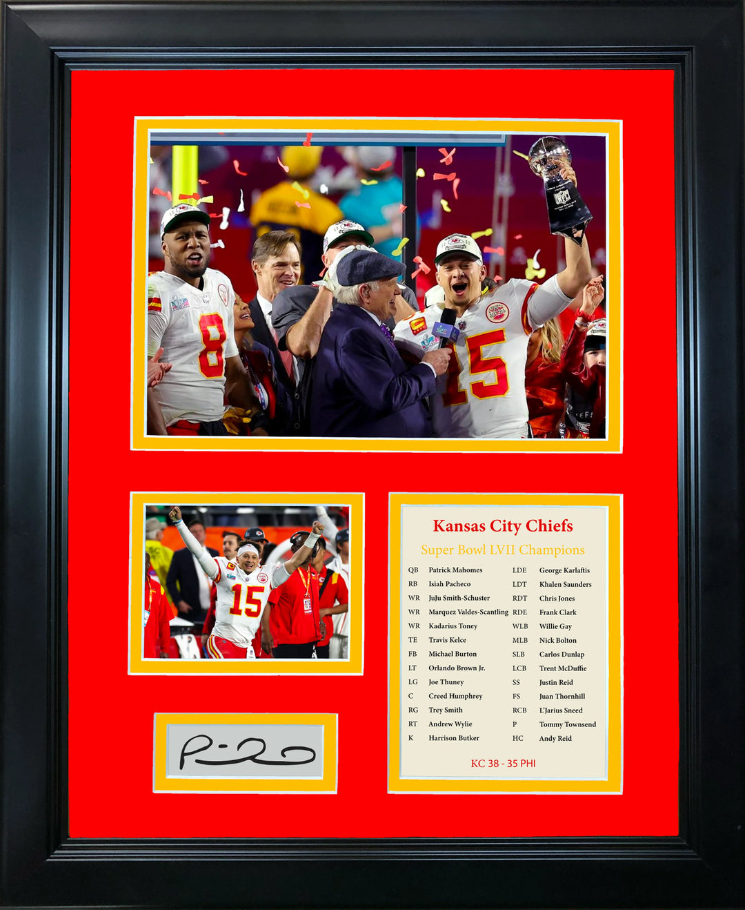 Framed Kansas City Chiefs Super Bowl LVII Facsimile Engraved Auto 12"x15" Photo Image 1