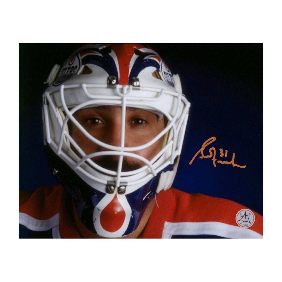 Grant Fuhr Signed Edmonton Oilers Mask Close-Up 8x10 photo Image 1