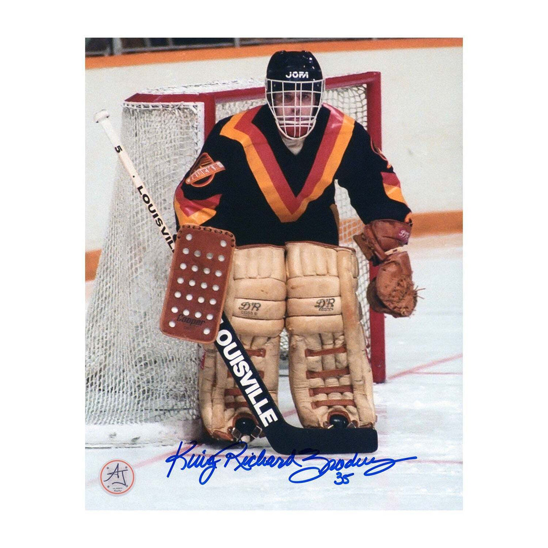 Richard Brodeur Autographed Vancouver Canucks Goalie 8x10 Photo Image 1