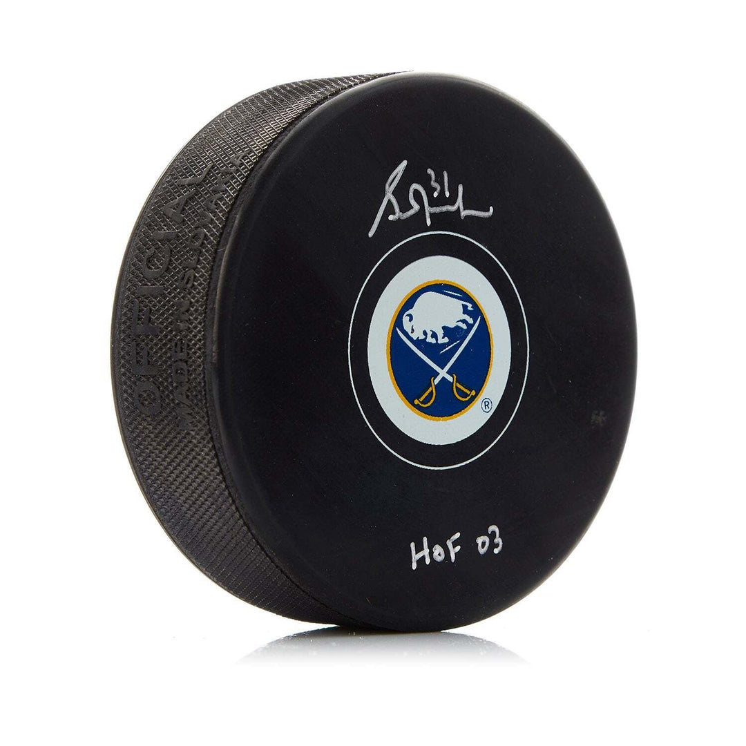 Grant Fuhr Signed Buffalo Sabres Puck with HOF note Image 1
