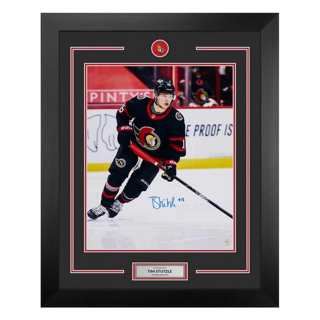 Tim Stutzle Autographed Ottawa Senators Rookie 26x32 Frame Image 1