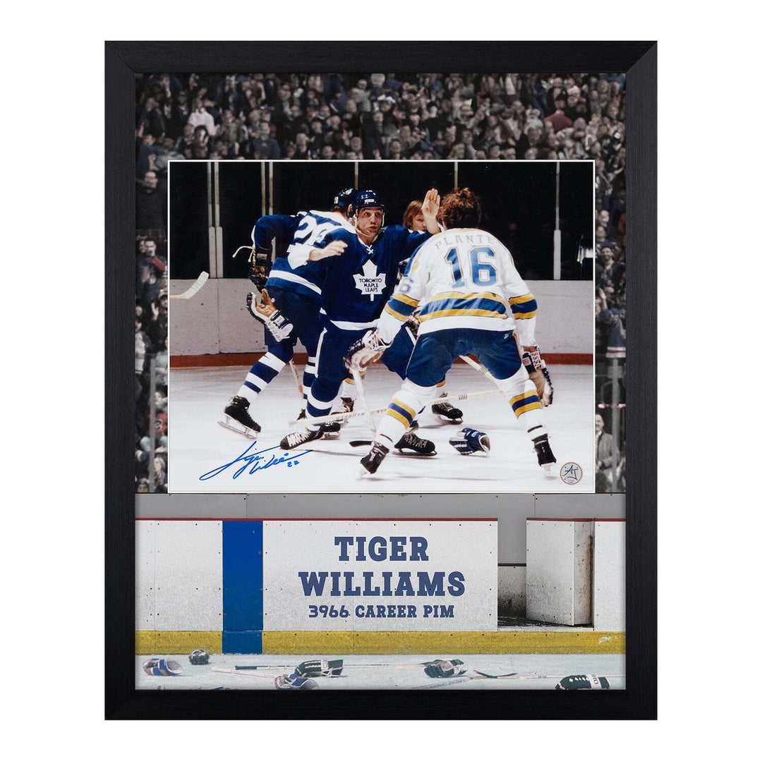Tiger Williams Autographed Toronto Maple Leafs Penalty Box 19x23 Frame Image 1