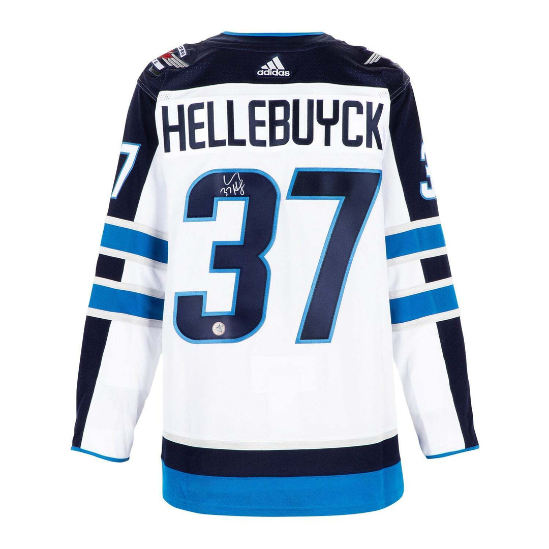 Connor Hellebuyck Signed Winnipeg Jets White adidas Jersey Image 1