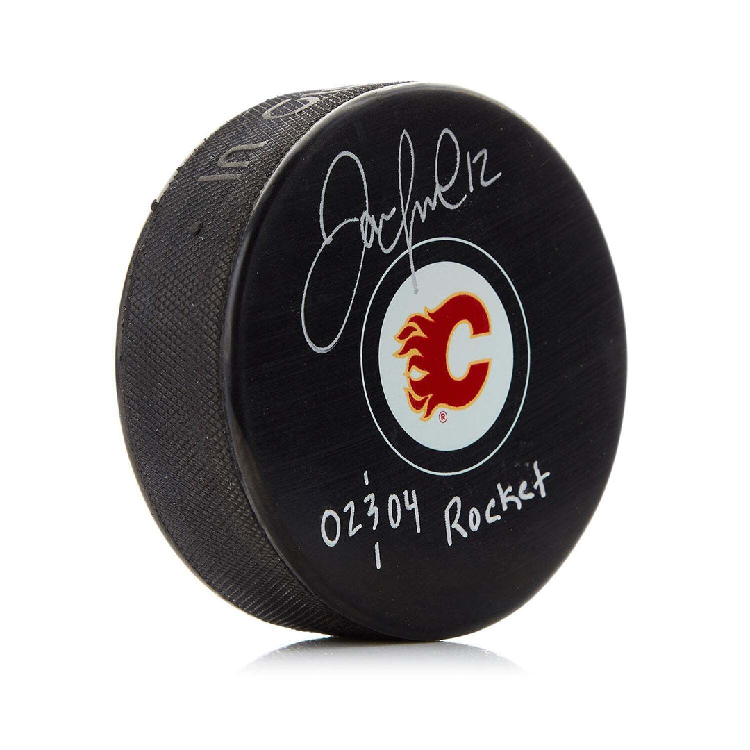 Jarome Iginla Signed Calgary Flames Puck with Rocket Note Image 1