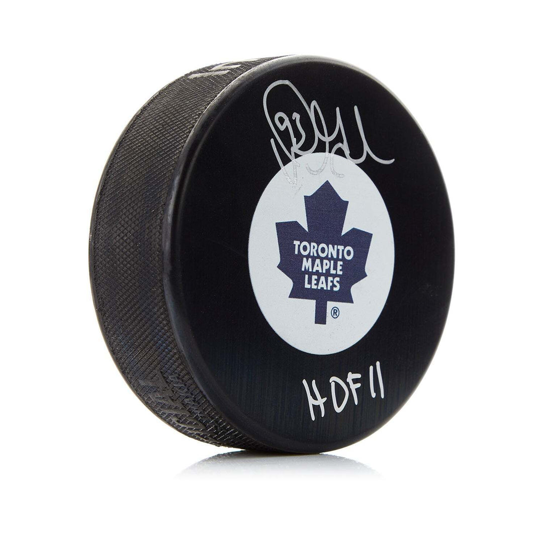 Doug Gilmour Signed Toronto Maple Leafs Retro Puck with HOF Note Image 1