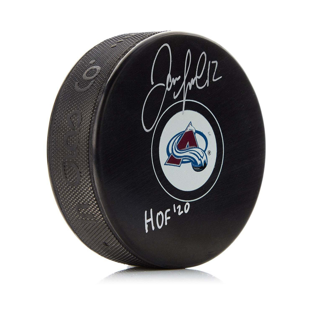 Jarome Iginla Signed Colorado Avalanche Puck with HOF Note Image 1