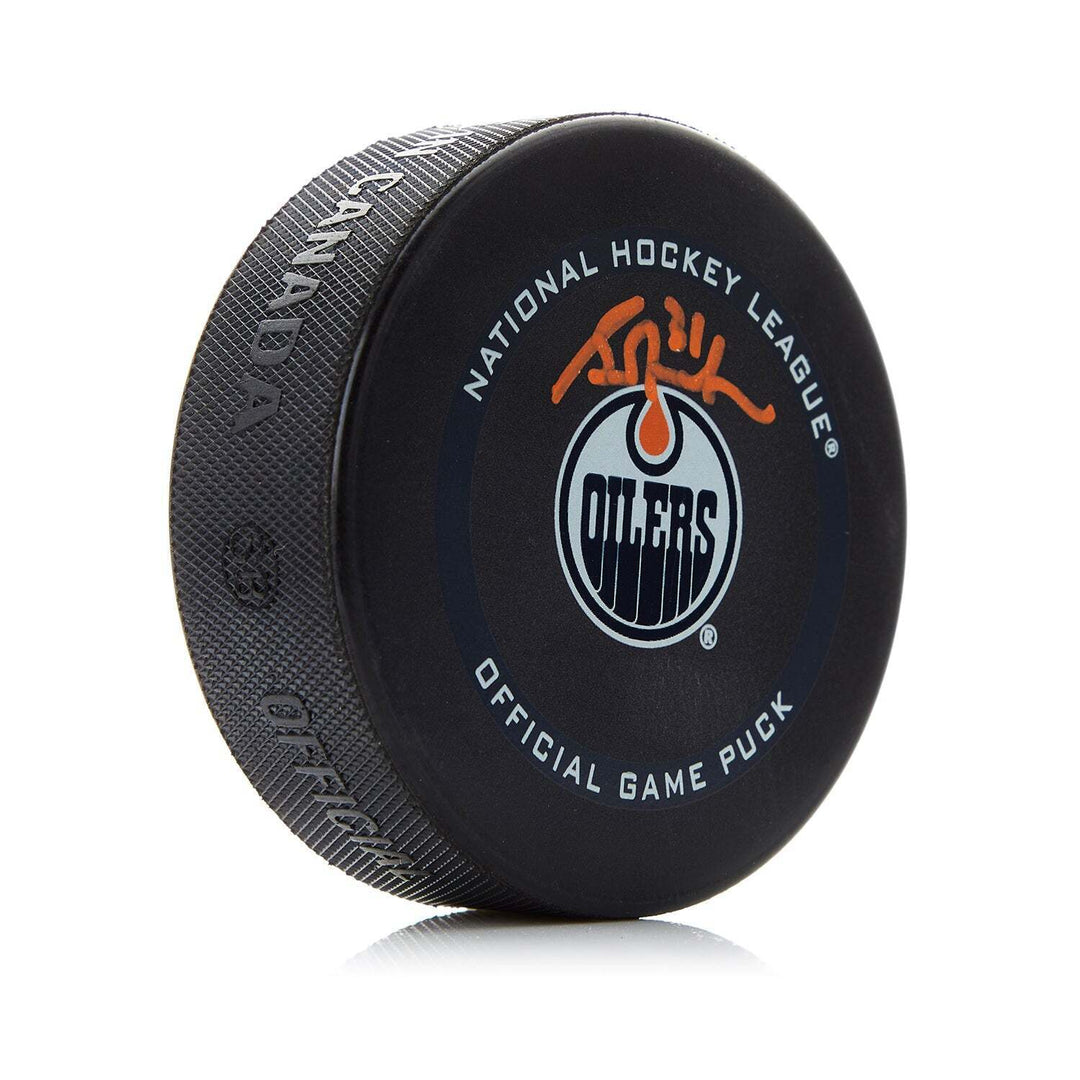 Grant Fuhr Signed Edmonton Oilers Official Game Puck Image 1