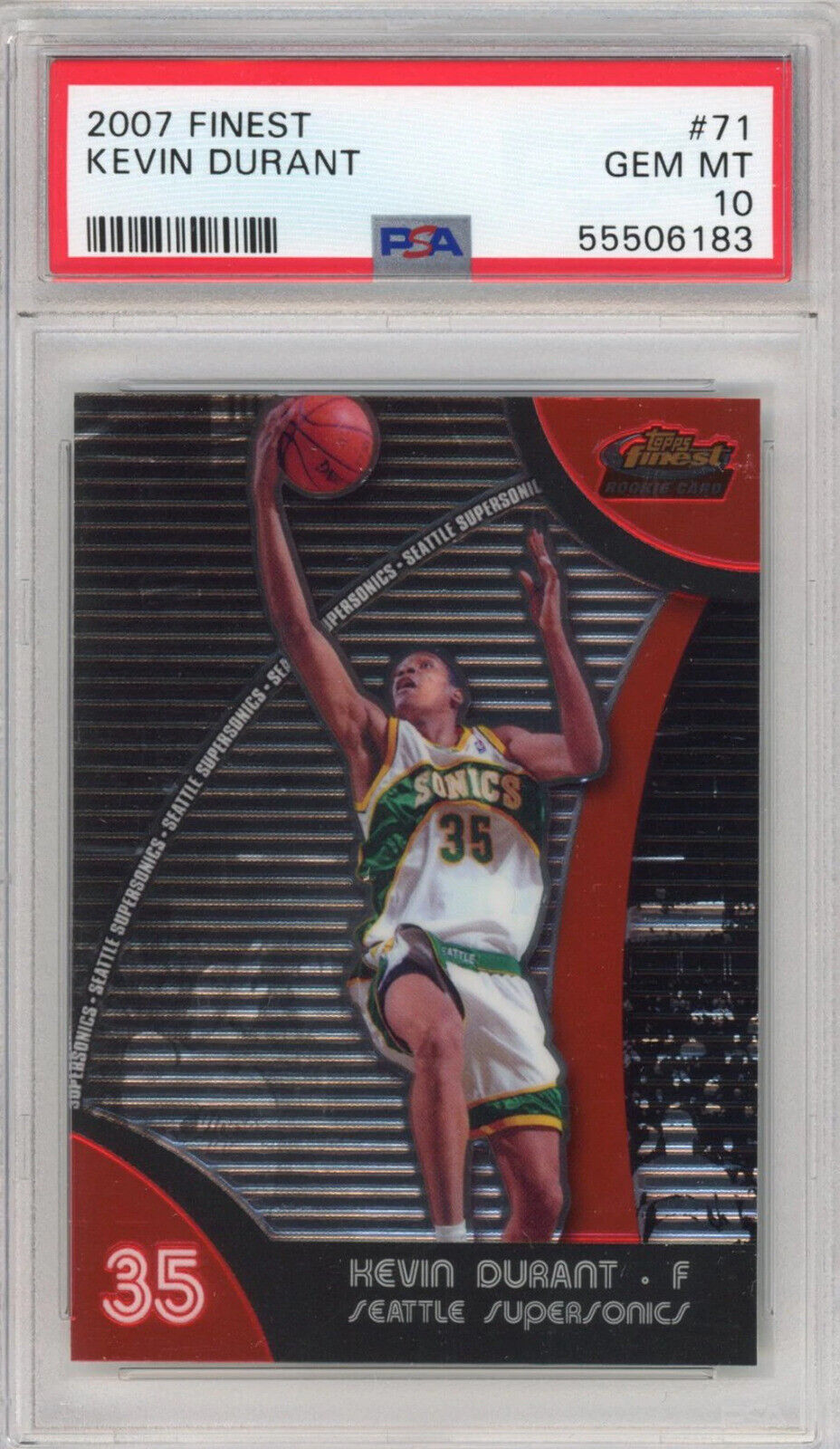 Graded 2007-08 Topps Finest Kevin Durant #71 Rookie RC Basketball Card PSA 10 Image 1