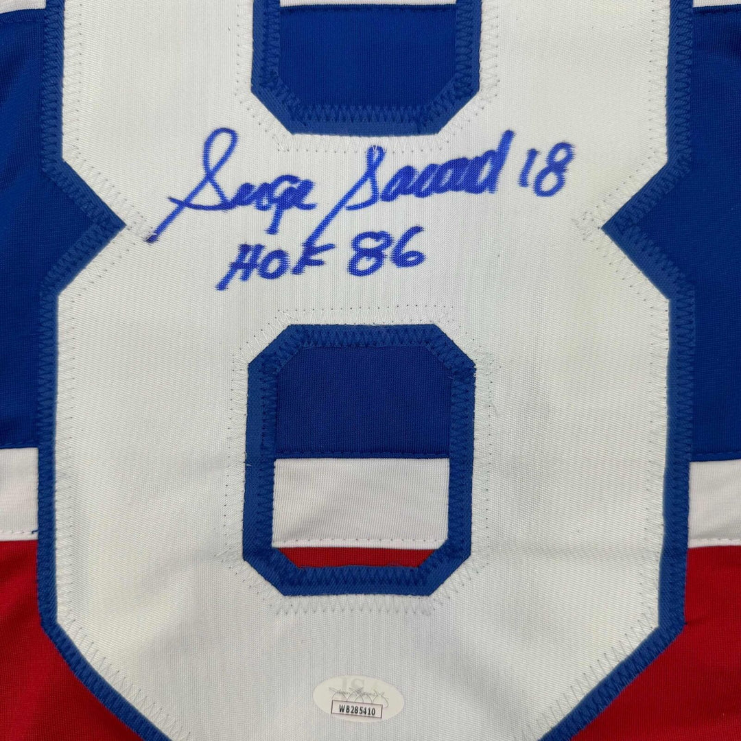 Autographed/Signed Serge Savard HOF 86 Montreal Canadiens Red Jersey JSA COA Image 3