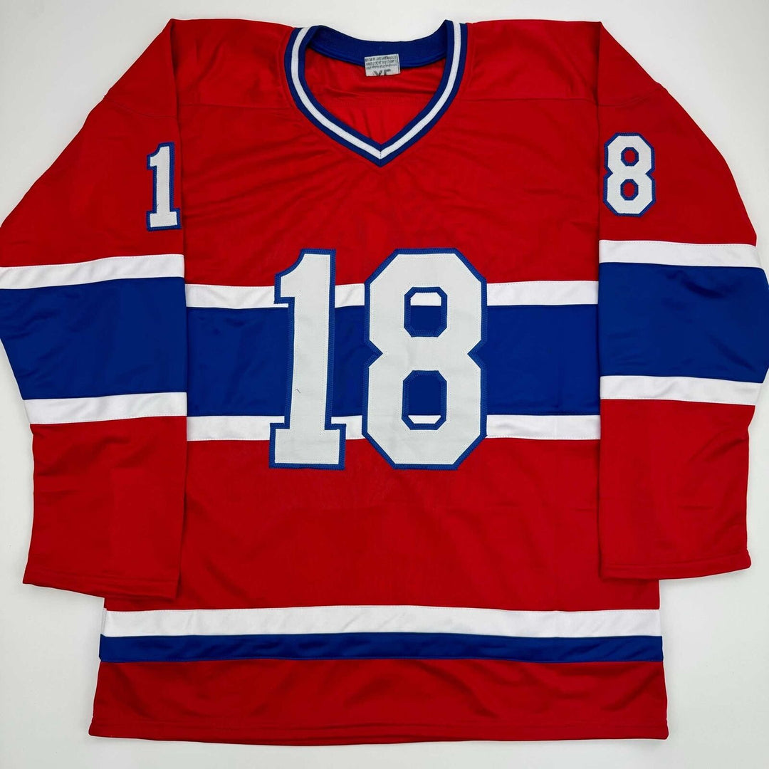 Autographed/Signed Serge Savard HOF 86 Montreal Canadiens Red Jersey JSA COA Image 4