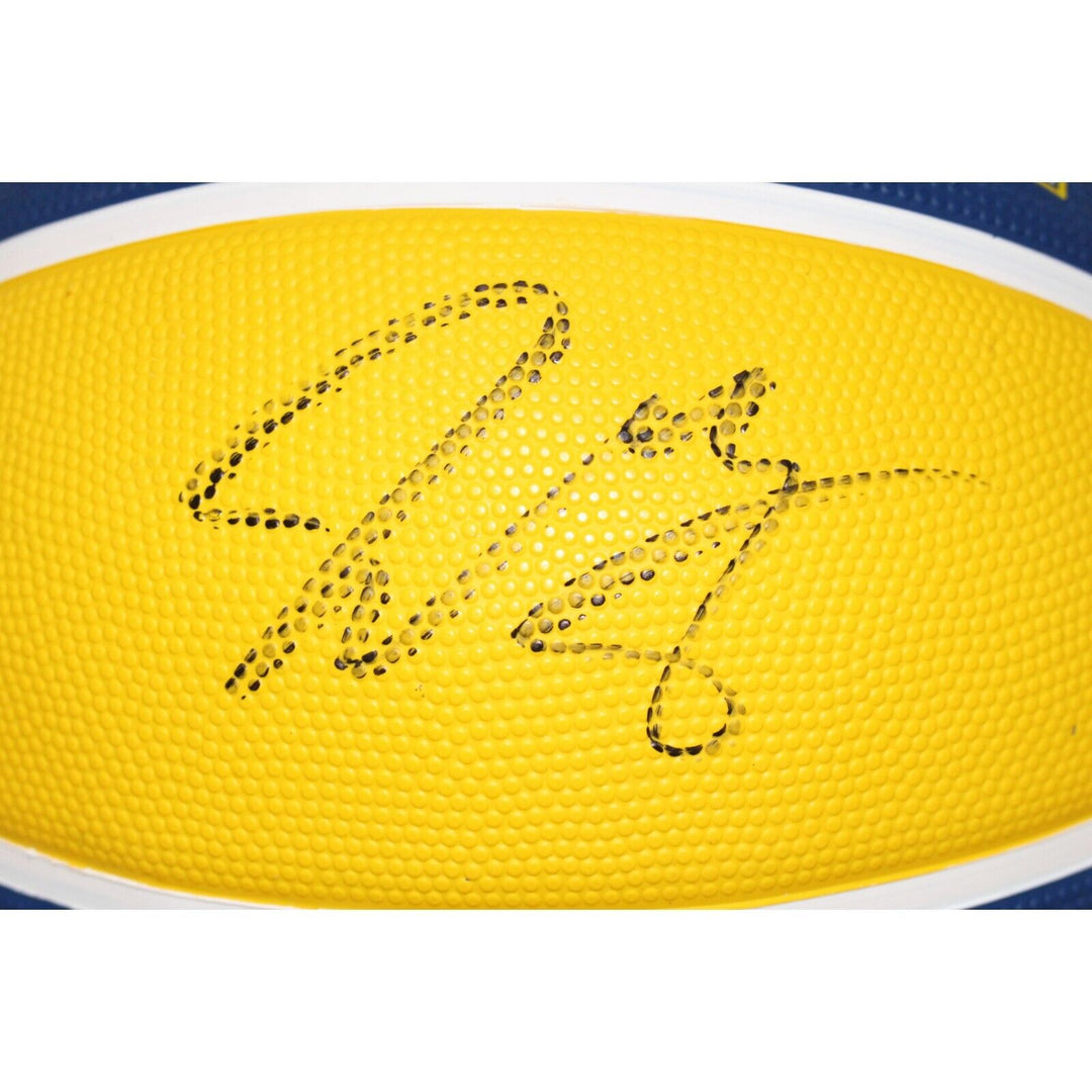 Jamal Murray Autographed/Signed Denver Nuggets Blue Yellow Basketball FAN 43978 Image 2