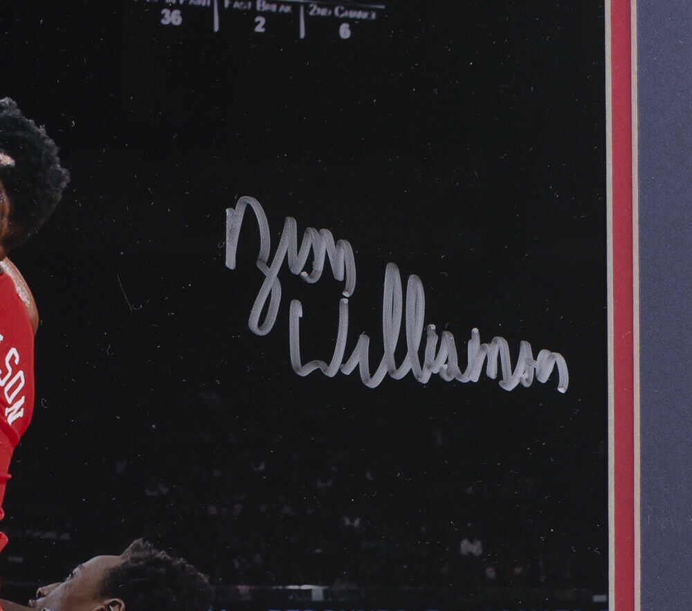 Zion Williamson Signed Framed 16x20 New Orleans Pelicans vs Spurs Photo Fanatics Image 2