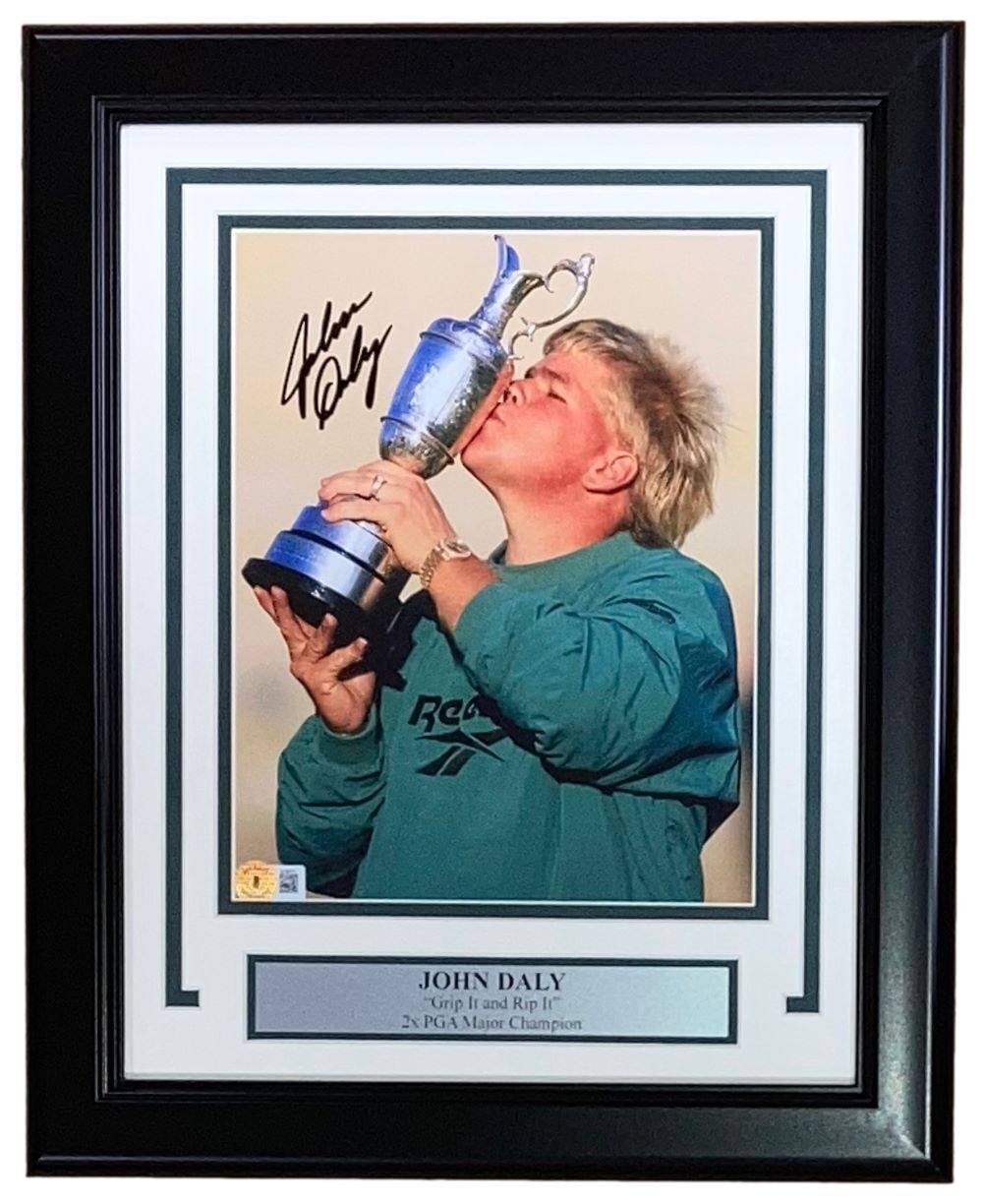 John Daly Signed Framed 8x10 PGA 1995 British Open Photo BAS Image 1