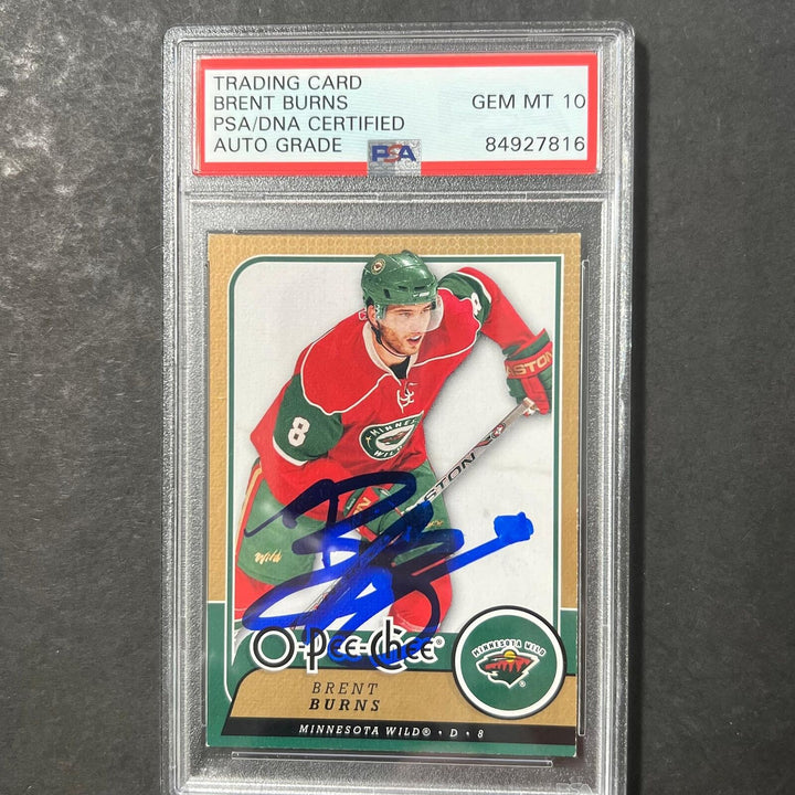 2008-09 O-Pee-Chee Card #423 Brent Burns Signed Card PSA AUTO 10 slabbed Wild Image 1