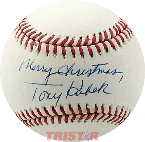 Tony Kubek Signed AL Baseball Inscribed Merry Christmas PSA - New York Yankees Image 1
