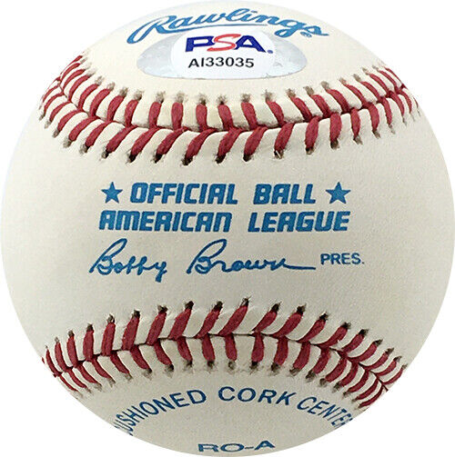Tony Kubek Signed AL Baseball Inscribed Merry Christmas PSA - New York Yankees Image 2
