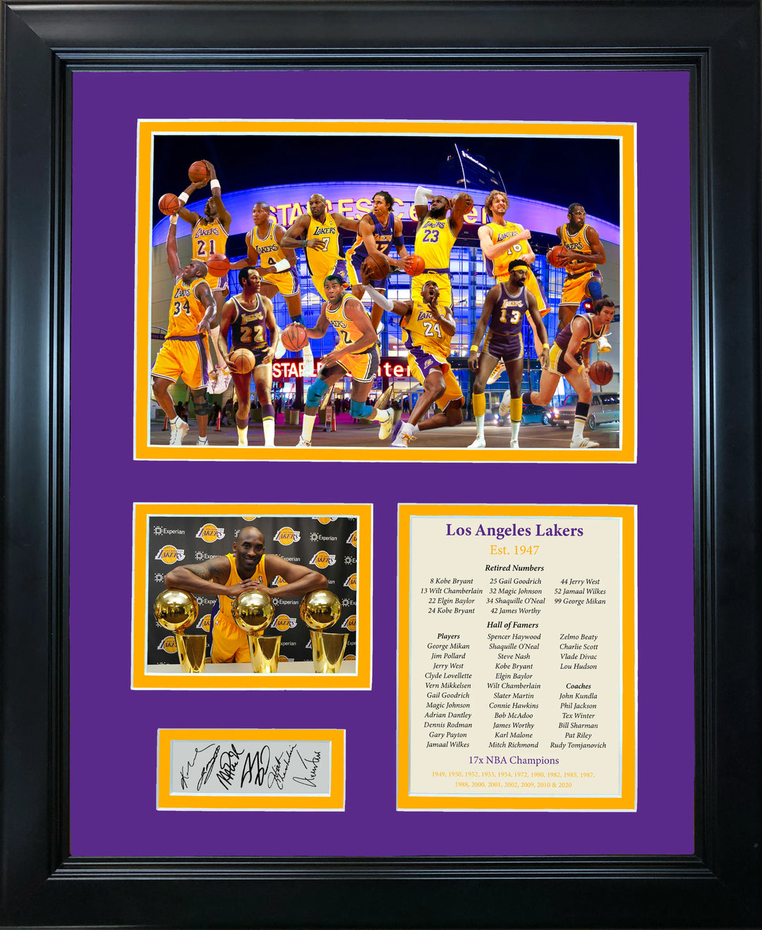 Framed Los Angeles Lakers All-Time Greats Facsimile Engraved Auto 12"x15" Photo Image 1