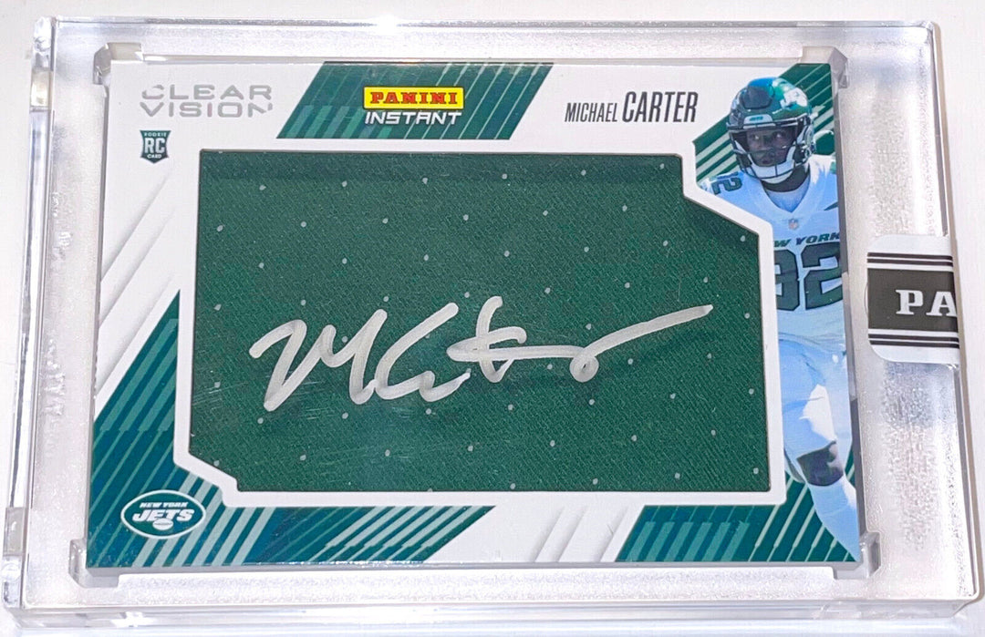 MICHAEL CARTER PANINI INSTANT CLEAR VISION SWATCH NY JETS ROOKIE AUTO CARD #CV29 Image 1