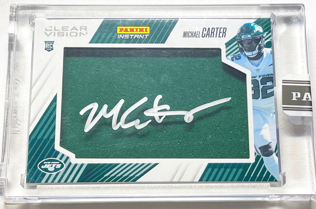 MICHAEL CARTER PANINI INSTANT CLEAR VISION SWATCH NY JETS ROOKIE AUTO CARD #CV29 Image 2