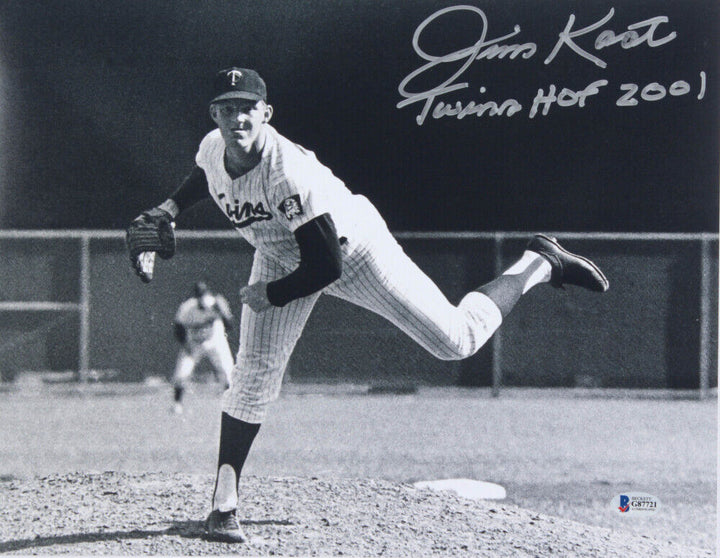 JIM KAAT SIGNED 11x14 PHOTO INSCRIBED IN SILVER "TWINS HOF 2001" w/ BECKETT COA  Image 1