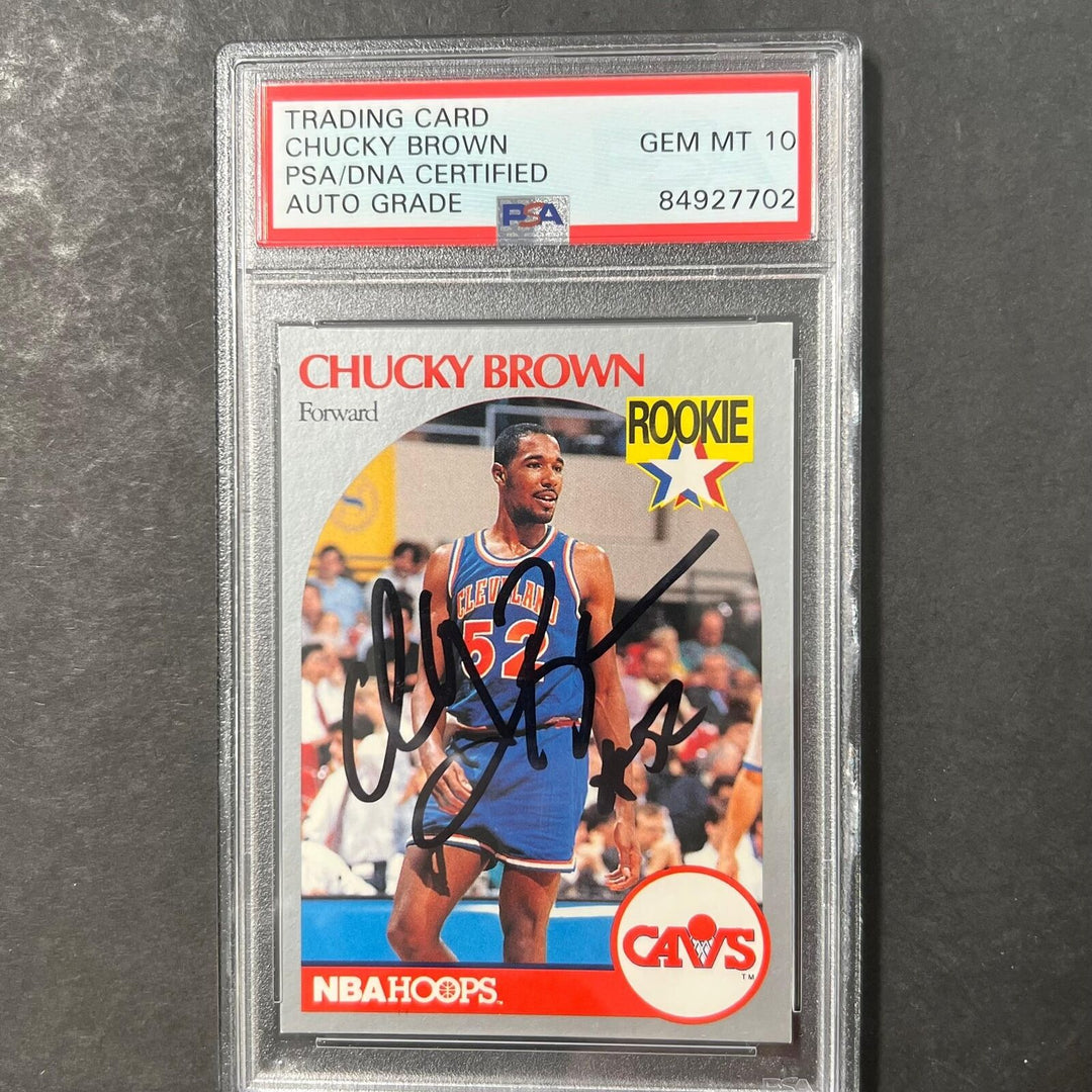 1988-89 NBA Hoops #71 Chucky Brown Signed Card AUTO 10 PSA Slabbed RC Cavaliers Image 1