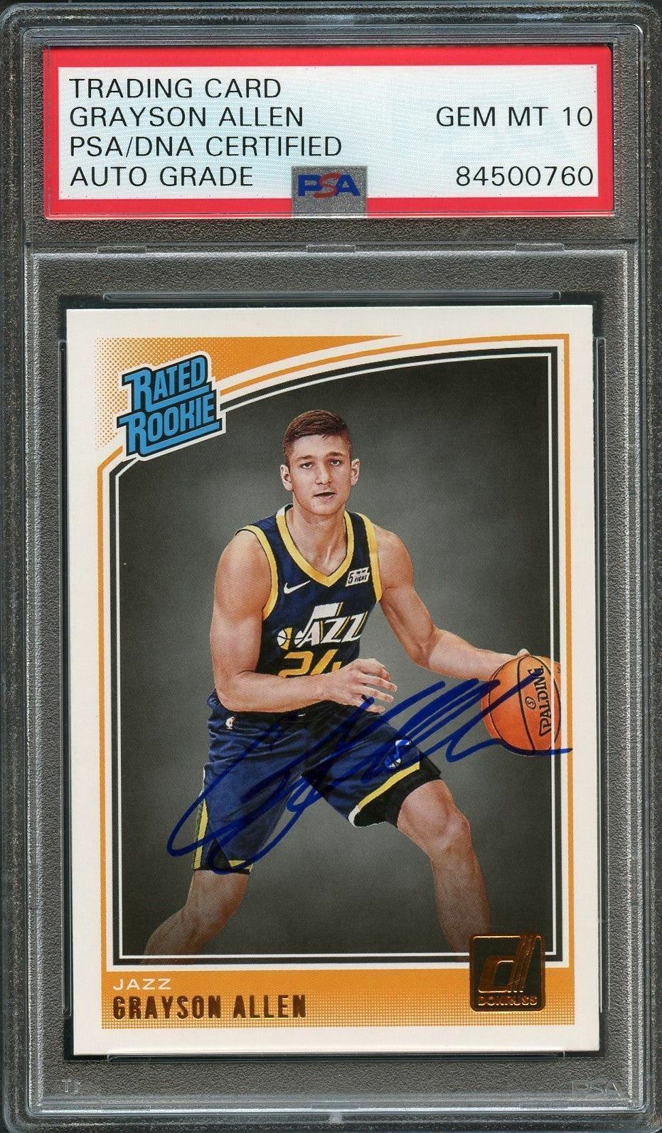 2018-19 Donruss Rated Rookie #156 Grayson Allen Signed Card AUTO 10 PSA/DNA Slab Image 1