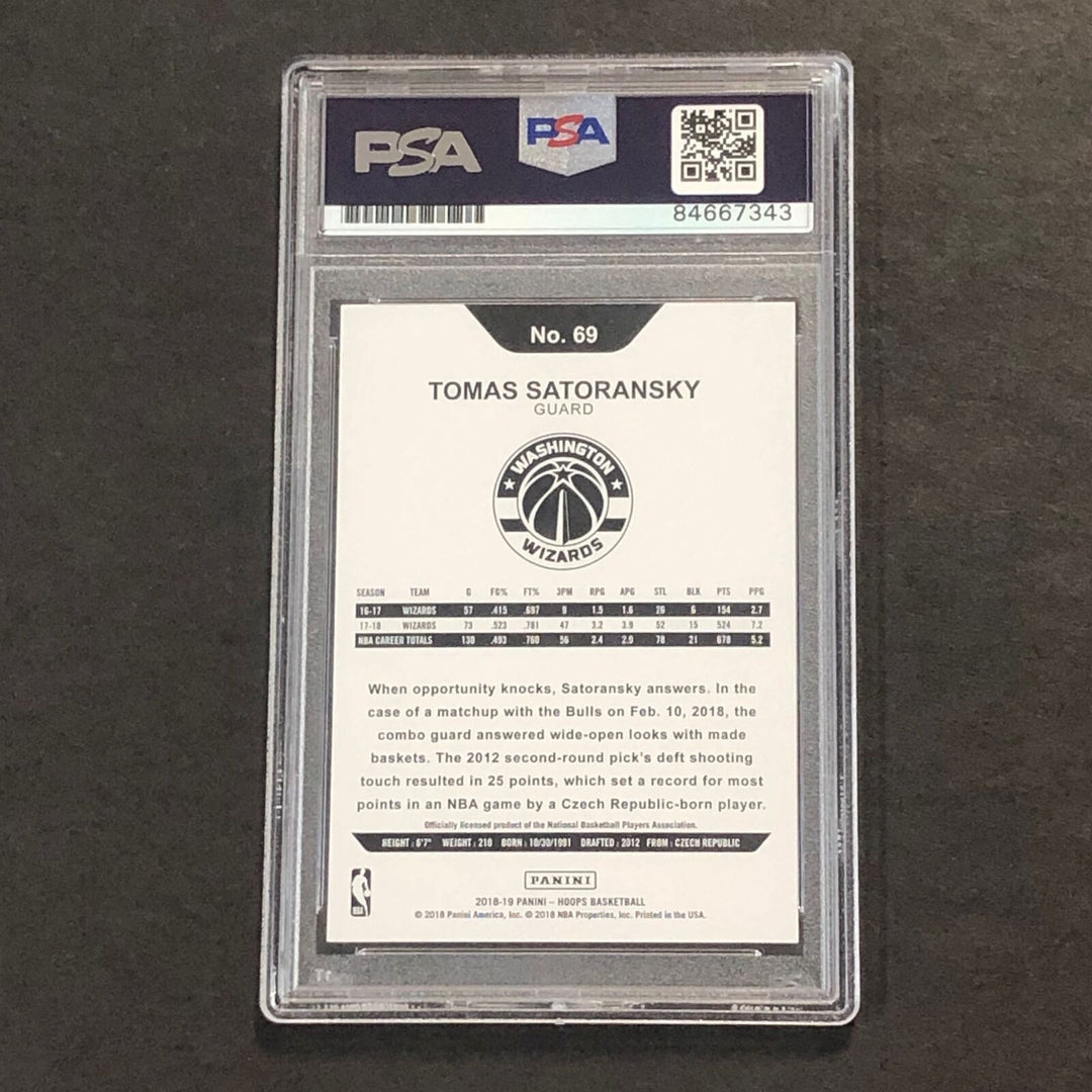 2018-19 NBA Hoops #69 Tomas Satoransky Signed AUTO 10 PSA Slabbed Wizards Image 2