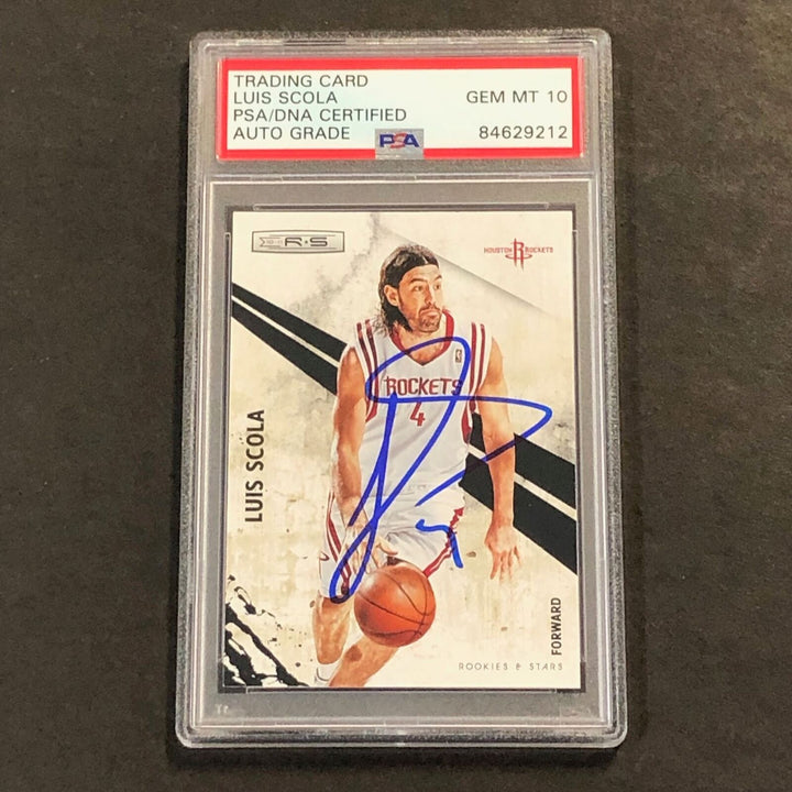 2009-10 Panini #50 Luis Scola Signed Card AUTO PSA/DNA Slabbed Rockets Image 1