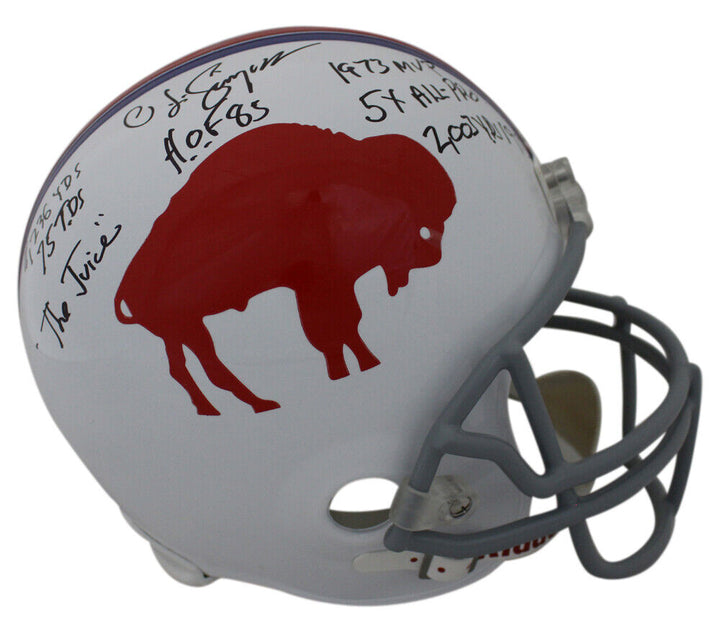 O.J. Simpson Autographed Buffalo Bills TB Replica Helmet 7 Insc JSA 24341 Image 1