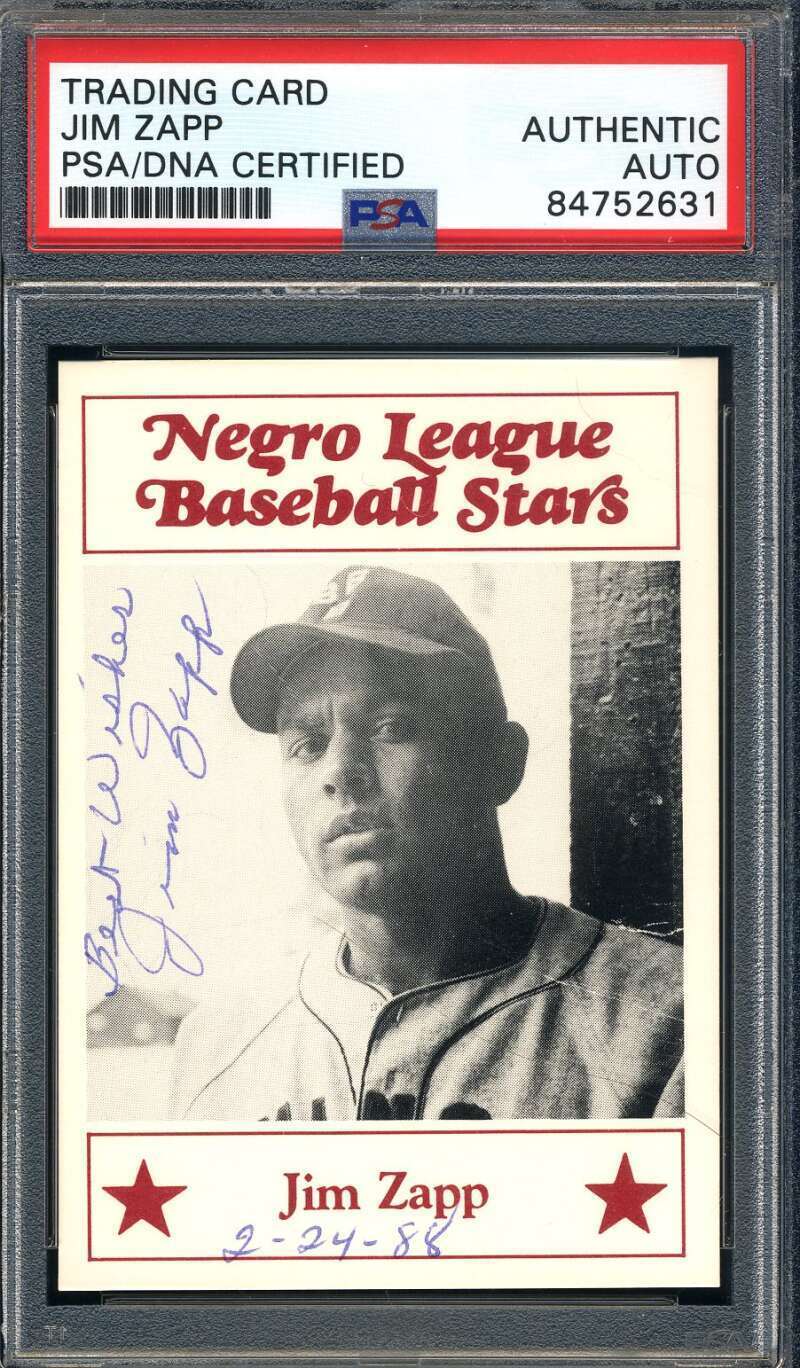 Jim Zapp PSA DNA Signed 1986 Fritsch Negro League Stars Autograph Image 1