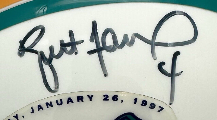 Brett Favre Signed SB XXXI Riddell Mini Helmet Packers Autograph LE Gold in COA Image 3
