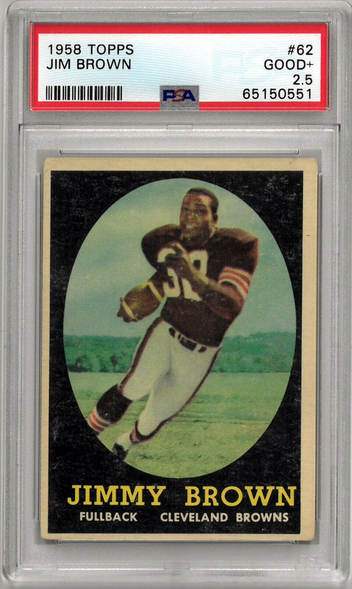 Jim Brown Cleveland Browns 1958 Topps Rookie Card (RC) #62- PSA Graded 2.5 Good+ Image 1