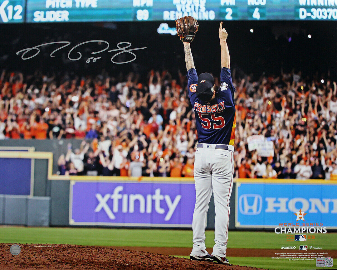 Ryan Pressly Signed Astros 2022 World Series Final Out 16x20 Photo TRISTAR Image 1