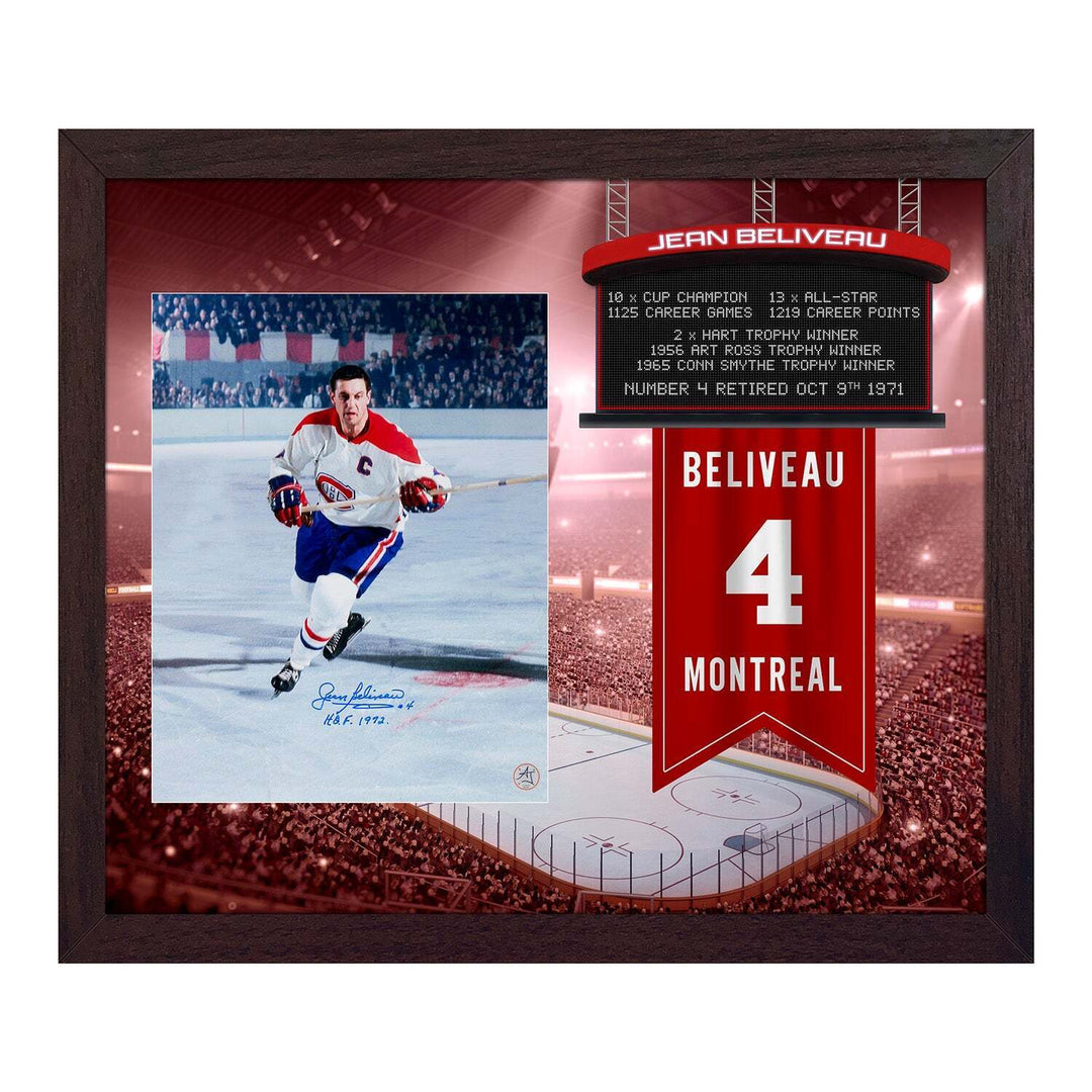 Jean Beliveau Signed Montreal Canadiens Retired Number 23x27 Graphic Frame Image 1